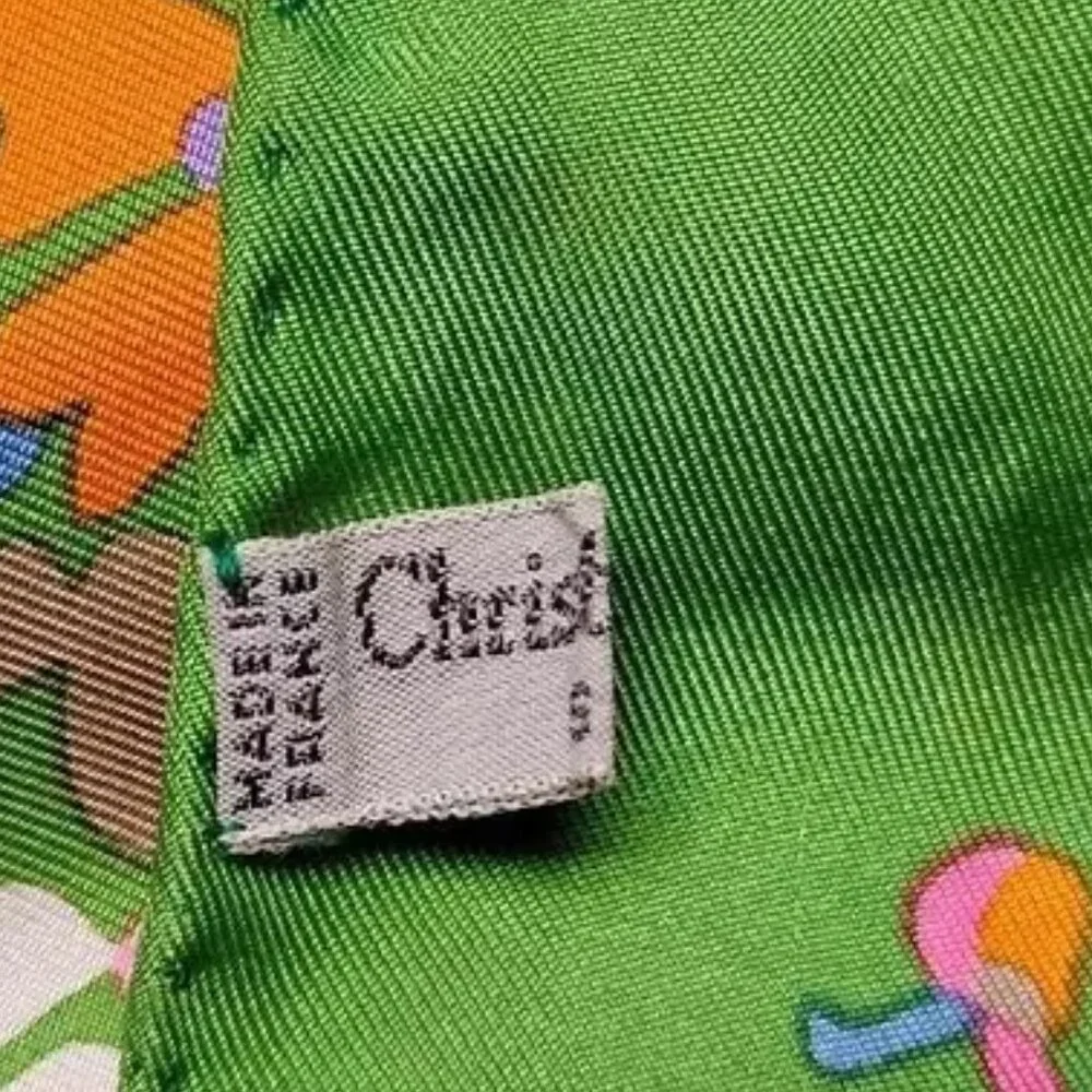 ❤️Rare CHRISTIAN DIOR France Multi Color 100% Silk Hand Rolled Forward Hem Scarf - Picture 5 of 7